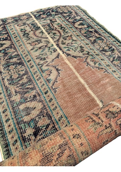 Patchwork Eskitme Halı 90x280 Turuncu %100 Yün Vintage Yolluk Turuncu