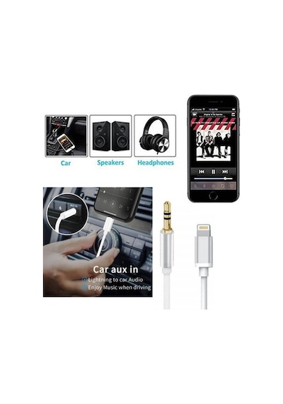 Apple Uyumlu iPhone iPad Lightning To 3.5mm Ses Çevirici Aux Kablo 1m