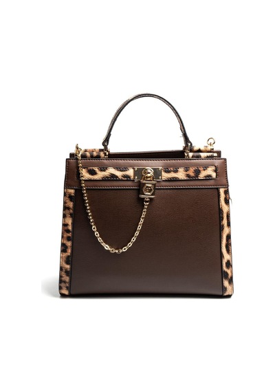 Silver Polo Sp1166 Kadın El Çantası Düz Kahve-leopar Taba