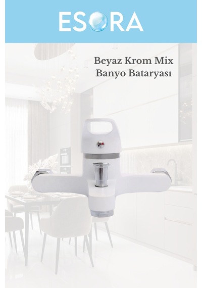 Beyaz Krom Mix Banyo Bataryası