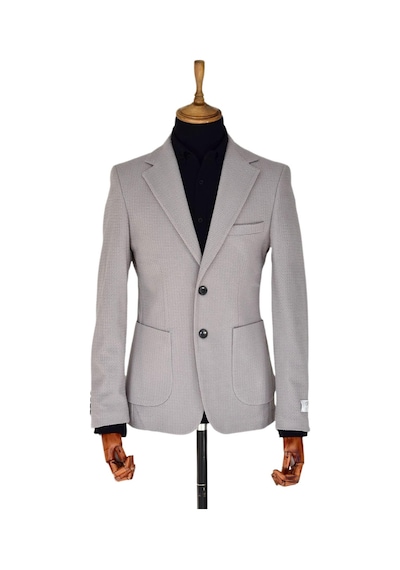 Massimo Rossi Erkek Tek Spor Ceket Çift Yırtmaçlı Gofre Bgl-st03587 Gri