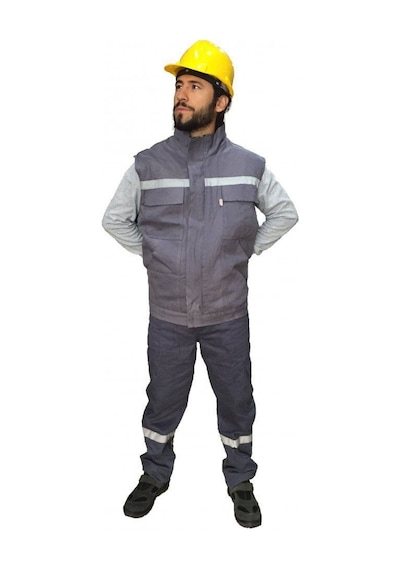 İş Elbisesi Yelek Pantolon Takım 7/7 Gabardin Kumaş Gri