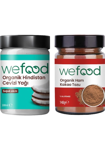 Organik Hindistan Cevizi Yağı 300 Ml + Organik Ham Kakao Tozu 140 Gr 300 ML