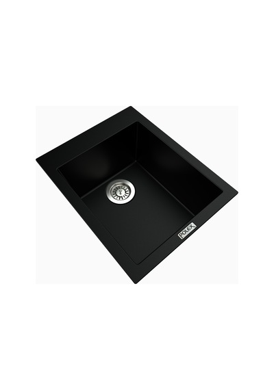 Polex Cristalüx Granit Evye P-05 Siyah Tezgah Altı Ve Tezgah Üstü Kare Mutfak Evyesi 41x51 CM