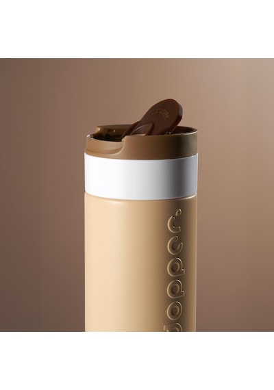 Dopper Travel Mug Yalıtımlı Termos Bardak 400 Ml - Toprak Kahvesi Açık Kahve / Beyaz