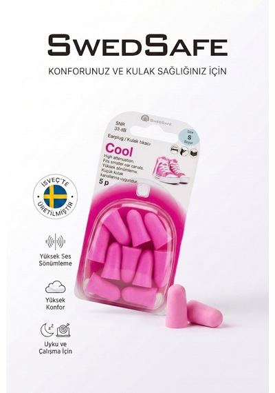 Swedsafe Cool Kulak Tıkacı, S Boyut, 5 Çift, 33 Db Gürültü Azaltma, Yumuşak Köpük, İş, Seyahat Ve Uyku