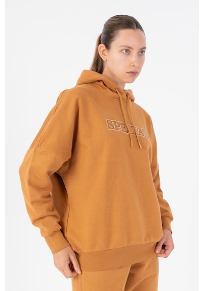 Maraton Oversize Kadın Bisiklet Yaka Karamel Sweatshirt Karamel