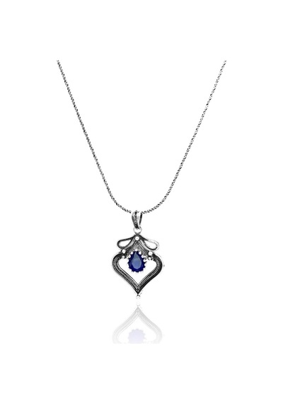 Safir Taşlı Damla Model Telkari Gümüş Kolye 201020479 (530857456)