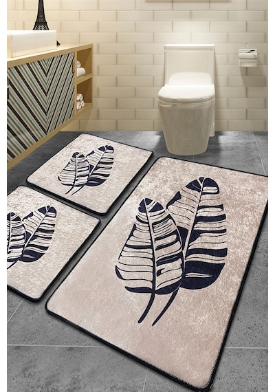 Chilai Home Lipha Bej 3'lü Set Banyo Halısı Djt Renkli