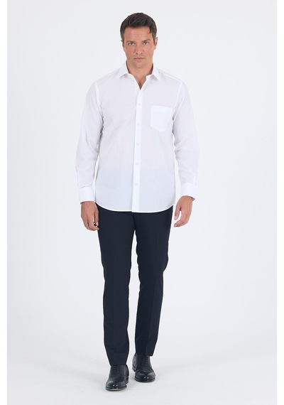 İmza Beyaz Uzun Kol Pamuklu Basic Comfort Fit Gömlek 1004250002 Beyaz
