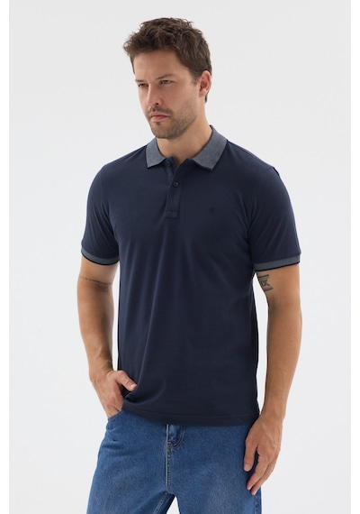 Lacivert-mavi Polo Yaka Pike Kısa Kol Slim Fit %100 Pamuk Tişört 1011260171 Lacivert - Mavi