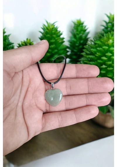 Aventurin Doğal Taş Kolye Yeşil Kolye Orijinal Değerli Taş Kolye Kalp Kesim Kolye Aventurin Kolye Aventurin Kolye
