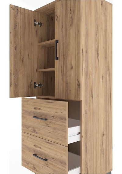 Hyperion Dolap 3 Raflı 2 Çekmeceli 2 Kapaklı 60x44x163 Çam-çam Çam
