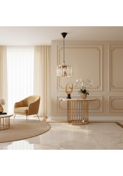Kristal Taşlı Tekli Gold Avize