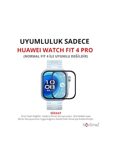 Novstrap Huawei Watch Fit 4 Pro İle Uyumlu Ekran Koruyucu Nano Esnek Cam Ekranı Tam Kapatan Ppma