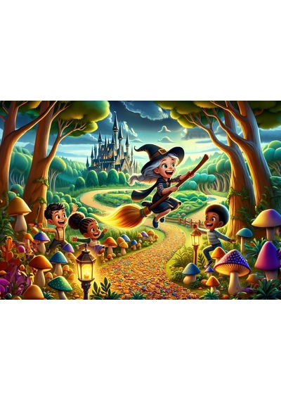 Art Çocuk Sevimli Cadı 100 Parça Puzzle