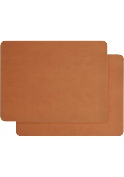 2 Adet Amerikan Servis 44x35 Cm Taba Renk Suni Deri Masa Altlığı, Su Geçirmez, Kaymaz, Isıya Dayanıklı Şık Diğer