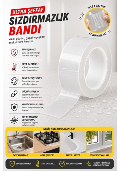 Ultra Şeffaf Sızdırmazlık Bandı - Su Geçirmez Isıya Dayanıklı Mutfak Ve Banyo Derz Küf Önleyici Şerit Bant - 900117836 Diğer Ultra Şeffaf Sızdırmazlık Bandı - Su Geçirmez Isıya Dayanıklı Mutfak Ve Banyo Derz Küf Önleyici Şerit Bant - 900117836 Diğer