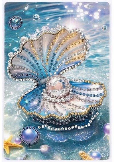 5d Elmas Taş İşleme Kiti Tablo 10x15 Cm İstiridye Desenli Diamond Painting