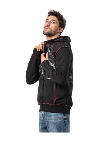 Cipo & Baxx Erkek Kapüşonlu Sweatshirt Baskılı Ve Tasarımlı Rock Tarzı Regular Fit Cl598 Siyah