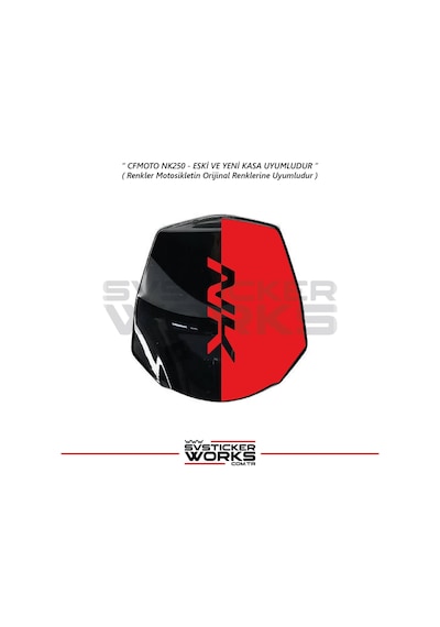 Cfmoto 250nk Siper Sticker Siperlik Tur Camı Sticker Nk Yazılı Etiket Kırmızı