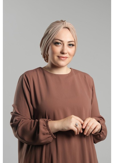 Hürrem Bone Sütlü Kahve Pratik Hazır Geçmeli Tesettür Bone Sandy Pileli Salaş 2121 26 Sütlü Kahve Sütlü Kahverengi