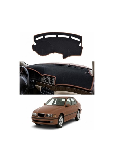 Bmw 5 Serisi E39 1995-2004 Uyumlu Torpido Koruma Kılıfı - Kahverengi Şeritli