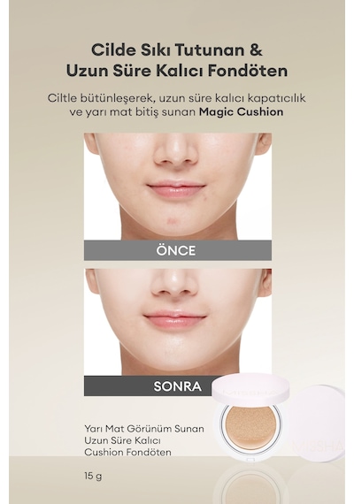 Missha Magic Cushion Cover Lasting Yüksek Kapatıcı Yarı Mat SPF50+ PA+++ Fondöten No.23 15 G