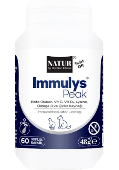 Natur Immulys Peak 60 Soft Jel Kapsül Kedi Ve Köpek Bağışıklık Güçlendirici Göz Akıntısı Ve L-lizin