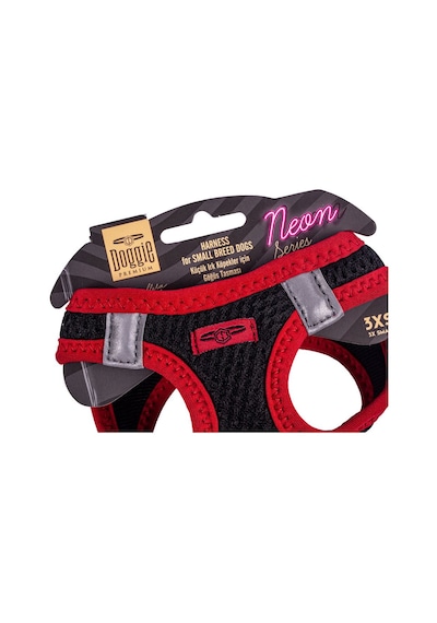 Doggie Havalı Dokuma Neon Serisi Küçük Irk Göğüs Tasması Kırmızı 3XS-22-26Cm Kırmızı