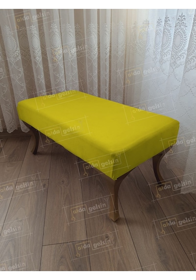Ayak Ucu Kapı Önü Antre Düz Bench Puf Orta Sehpa Gold Ayak 90 45 Sarı