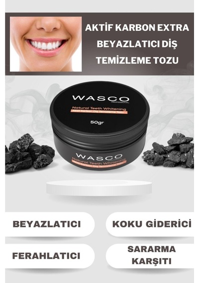 Aktif Karbon Diş Temizleme Tozu 50 Gr Extra Beyazlatıcı Diş Tozu + Nane 92179400