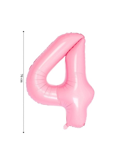 Folyo Balon 4 Rakamı Helyum Balon Pembe Renk Çok Renkli