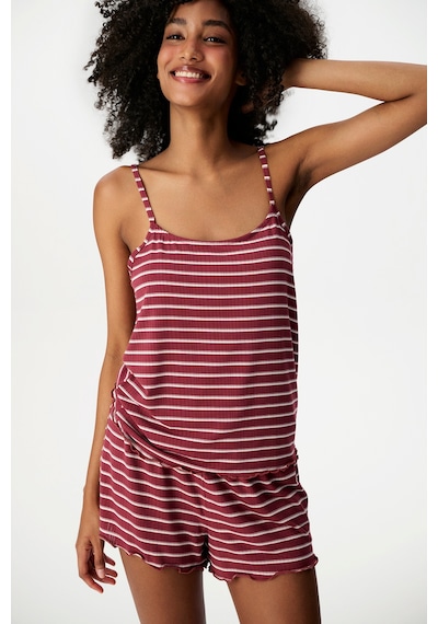 Penti Bordo Sisterhood Maroon Şortlu Pijama Takımı