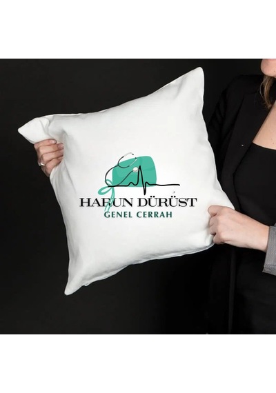 Doktorlara Özel Saten Yastık Kılıfı 35 X 35 Cm İsme Özel Baskılı Doktor Temalı Dekoratif Kırlent Kılıfı İçi Boş Beyaz