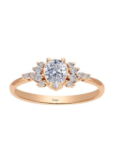 Sirius Pırlanta Ve Damla Kesim Beyaz Topaz Lacrima Yüzük 47R0015