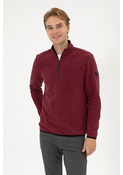U.S. Polo Assn. Erkek Regular Fit Koyu Bordo Polar Yarım Fermuarlı Basic Sweatshirt 50313777-VR177