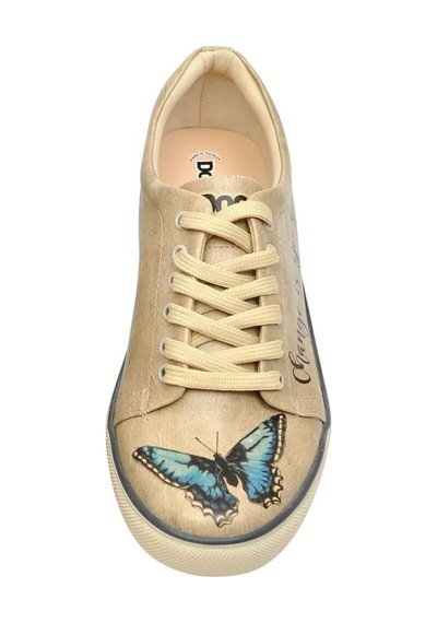 Kadın Vegan Deri Bej Sneakers - Change İs Good Tasarım Çok Renkli