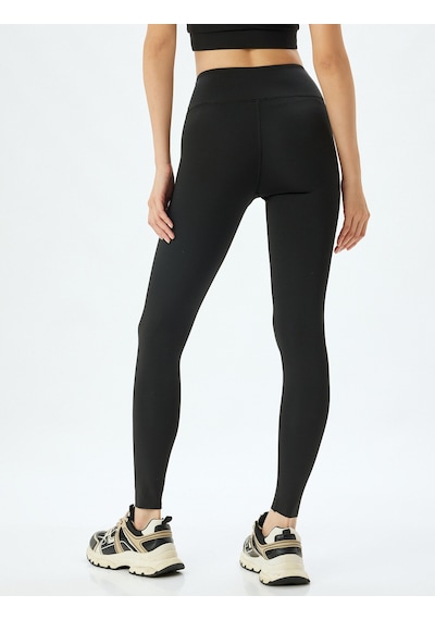 Koton Yüksek Bel Lazer Kesim Slim Fit Spor Tayt İnterlok Siyah 5wak40131nk SiYAH