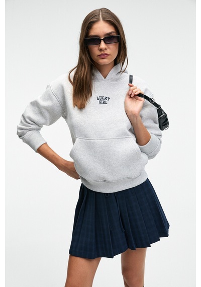 Grımelange YUMEA Kadın Oversize Kapüşonlu Baskılı Grimelanj Sweatshirt