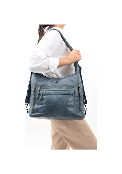 571 Collections Suni Deri Yumuşak Dokumalı Sırt Omuz Çantası Mavi Model: 571-11-13b - Mavi