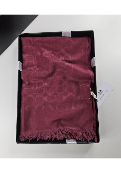 C Desen Yün İpek Şal İnce Kumaş Çift Taraflı Silk Scarfs Bordo