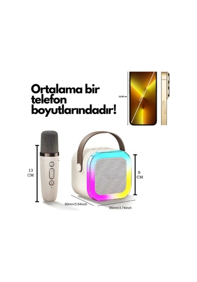 Bluetooth Hoparlör Parti Hoparlörü Karaoke Mikrofon li Işıklı Ses Bombası Usb Sd Girişli