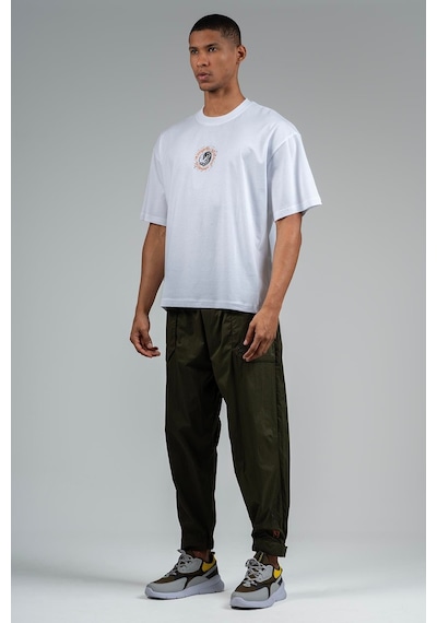 Maraton Sportswear Oversize Erkek Bisiklet Yaka Kısa Kol Basic Beyaz T-shirt 23242-beyaz