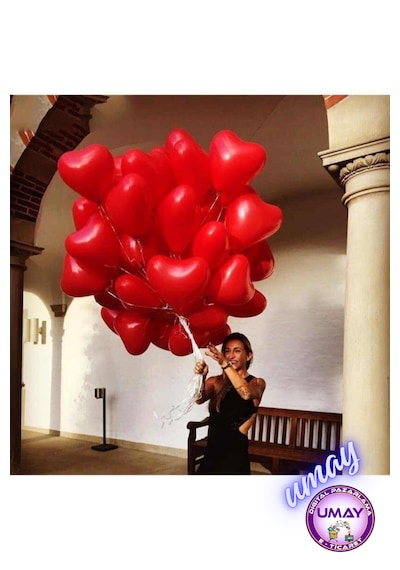 10 Adet Kırmızı Kalp Balon Lateks Helyum Uyumlu Doğum Günü & Özel Gün 10 25 Cm