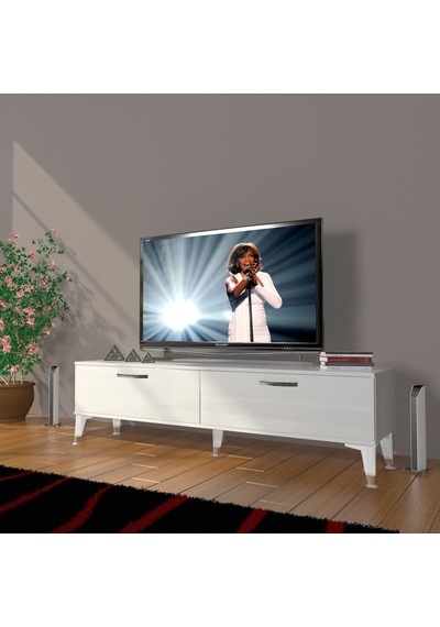 Decoraktiv Eko 140 Slm Std Silver Tv Ünitesi Tv Sehpası - Ceviz - Siyah Parlak Beyaz