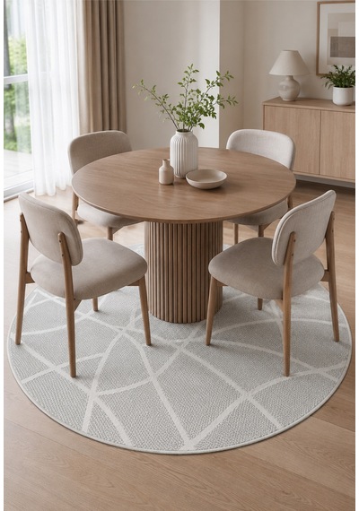 Modern Sisal 8002 Gri Krem Daire Leke Tutmayan Kaymaz Taban Salon Mutfak Koridor Balkon Halısı