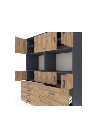 Kronos Gardrop 8 Raflı 6 Çekmeceli 8 Kapaklı 176x59x221 Antrasit-çam Çam Kronos Gardrop 8 Raflı 6 Çekmeceli 8 Kapaklı 176x59x221 Antrasit-çam Çam