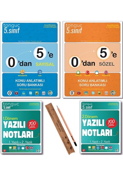 Tonguç 5. Sınıf 0 Dan 5 E Konu Anlatımlı Soru Bankası Tüm Dersler - Yazılı Notları 1 Ve 2 Dönem Set 4 Kitap