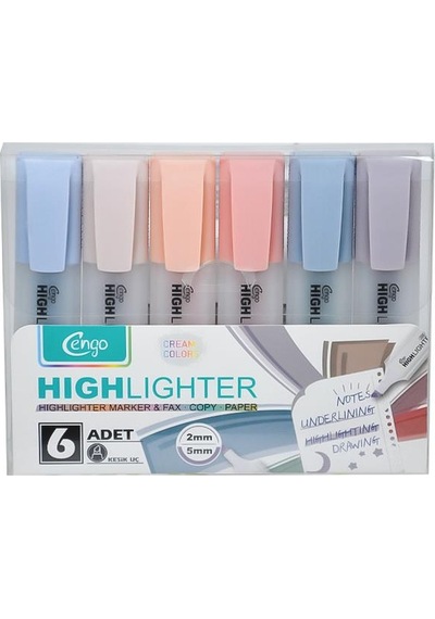 Cengo 6lı Fosforlu Kalem Cream Renkler Cgo804 Çok Renkli